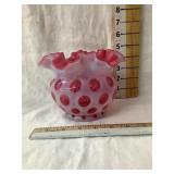 Fenton Cranberry Opalescent Thumbprint Vase, 4