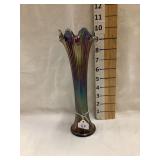 10" Fenton Fine Ribbed Carnival Glass Vase