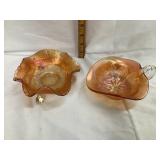 (2) Carnival Glass Marigold Dishes