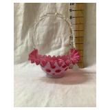 Fenton Cranberry Opalescent Thumbprint 8" Basket