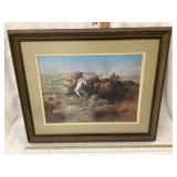 C.M. Russell "Good Hunting" Print, Frame is
