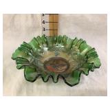 Fenton Autumn Acorn Carnival Glass Bowl 8"L