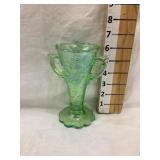 Modern Carnival Glass MaryAnn Green Vase  6 1/2"T