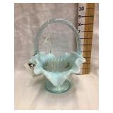 Fenton Hand Painted Opalescent Basket, 9"T