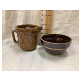 (2) USA Brown Stoneware Bowl- Small Chip on Rim &