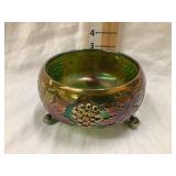 Fenton Carnival Glass Grape Green Fernery, 6"