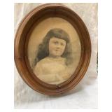 23"T Ornate Oval Frame w/ Girl Portrait on