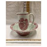 Staffordshire England Ironstone Pitcher & Bowl w/