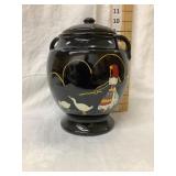 Decorated Stoneware Cookie Jar, 9"T