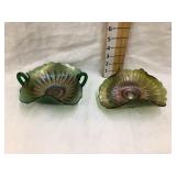 (2) Carnival Glass Smooth Ray Dishes, Fenton?