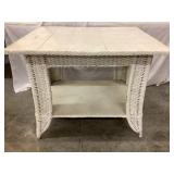 White Wicker Table 35"W, 29"T, 30"D NO SHIPPING