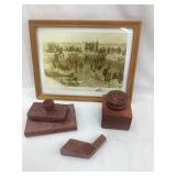 Pipestone Ink Well, Blotter w/ Masonic Symbol,