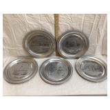 (5) Iowa Pewter Souvenir Plates, (3) Independence