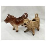 (2) Ceramic Cow Creamers Made in Japan, 5 1/2" &