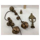 (10) Brass Sleigh Bells, Brass Door Knocker w/