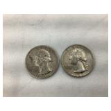 (2) Silver Washington Quarters