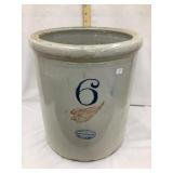 Red Wing Union Stoneware 6 Gal. Crock, 4" Wing,