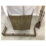 Vintage Fireplace Set incl. Screen, Andirons &