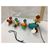 Early Fisher Price Wooden Ducks Pull Toy, approx.