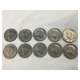 (10) 1974 Eisenhower Dollars