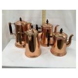 (4) Polished Copper Coffee Pots/Servers