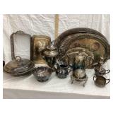 Large Lot of Silver Plate Serving Items,