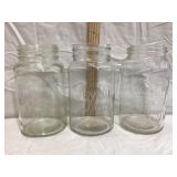 (3) Canadian Quart Clear Canning Jars, (1) Rim
