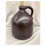 Early Brown Glazed 1 Gal. Crock Jug, 9 1/2"T,