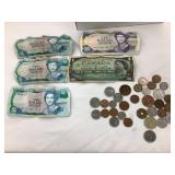 Lot of Foreign Coins & Currency