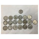 (19) Silver Roosevelt Dimes & (1) Silver Mercury