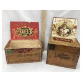(2) Wood Cigar Boxes, 4 1/4"T & 5 3/4"T