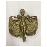 Brass  Lady Figure Ashtray, 5 1/2"T