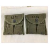 (2) US M1 Rifle Ammo Pouches, Korean War Era