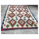 Large Turkish Kilim Wool Rug?, 97"X136", Hole,