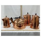 (4) Copper Kettles/Coffee Pots