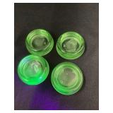 (4) Hazel Atlas Uranium Glass Furniture Coasters,