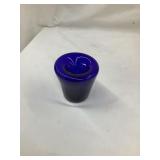 Cobalt Blue Glass Funnel Ink Well w/ Pontil, 2