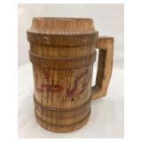 Early Wood Mug w/ Painted "Writing", 6"T