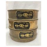 (3) Vintage Brass U.S. Standard Sieves No. 20, 25