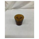 Amber Glass "Funnel" Ink Well w/ Pontil, 2"T