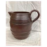 W.I. Horton Ceramic Barrel Pitcher, 8 1/4"T