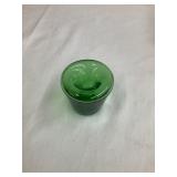 Green Glass "Funnel" Inkwell w/ Pontil, 2 1/8"T
