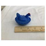 Blue Glass Hen on Nest, 2 1/2ï¿½L