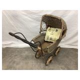 Vintage Wicker Doll Buggy, 28ï¿½ T x 32ï¿½ W, NO SHIPP