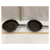 (2) Lodge No. 5 Three Notch Cast Iron Skillets,