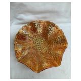 Carnival Glass Bowl w/ Grapes, 9ï¿½ Diameter