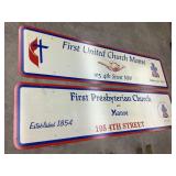 (2) Presbyterian Church Signs, Aluminum w/ Vinyl