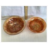 9ï¿½ & 7 1/2ï¿½ Diameter Carnival Glass ï¿½Roseï¿½ Bowls
