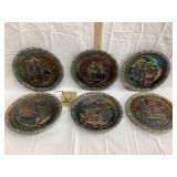 (6) Fenton Christmas Plates, 1971, 72, 74, 76,