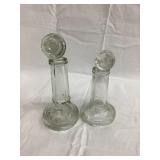 (2) Glass Candle Stick Telephone Candy